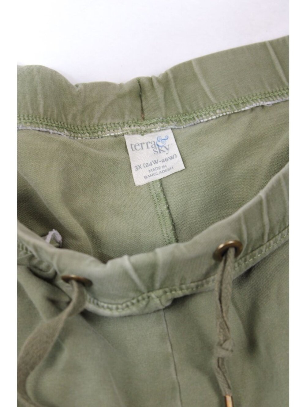 Terra & Sky Womens Olive Green Drawstring Jogger Pants 3X (24W-26W) Elastic Wais - Picture 2 of 3